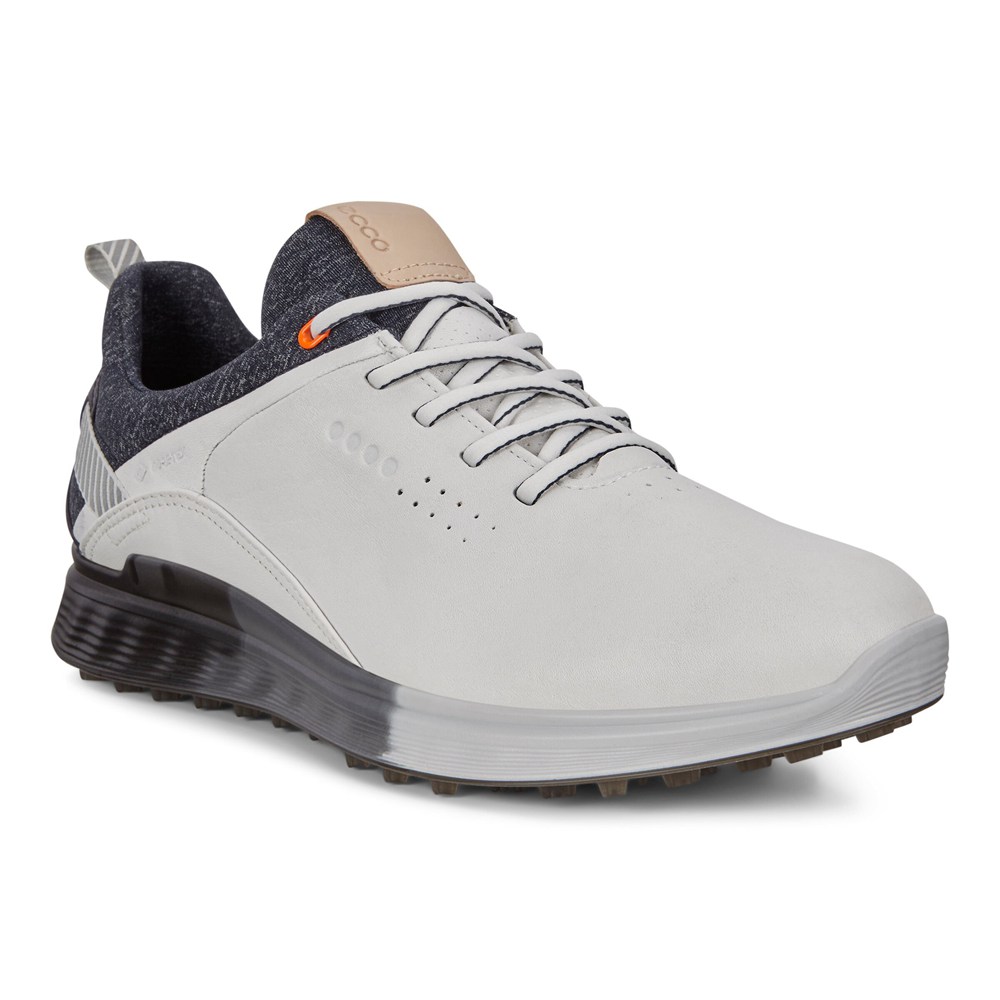 Zapatos De Golf Hombre - ECCO S-Three Spikeless - Blancos/Negros - LZF391254